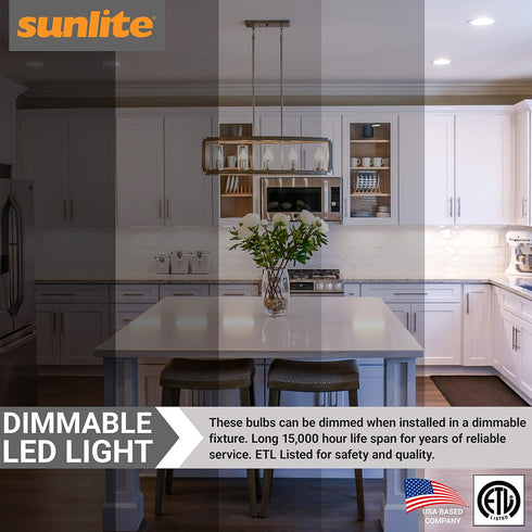 41357-SU Bulb 5 (60W (E12), Dimmable, 6 Pack, 50K Sunlite LED Filament Chandelier Light with Flame Tip, Watts