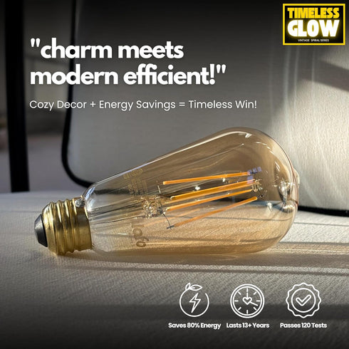 4 Pack Dimmable ST19/ST64 Bulb 9W 60W 650 2500K E26 CRI90 LED Edison Equivalent Lumens Soft Amber Base Amber Glass