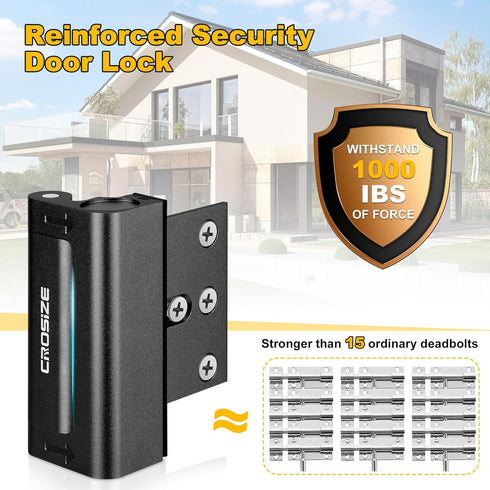 2 Pack, 3" 1000 lbs Home Security Door Locks Metal Door Reinforcement Locks, Withstands of Impact for Inward Swing