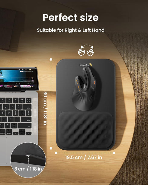 ProtoArc MP50 12x8 Inches, Ergonomic Mouse Pad with Wrist Rest, Mousepad with Massage Design, Soft Memory Foam