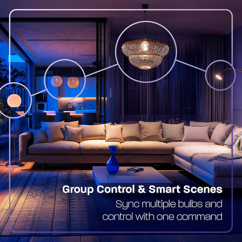Bulb, 9W (60W), Dimmable, 16 A19 E26, 800 Smart LED Light Tunable White, Music Sync, Million Colors, WiFi+Bluetooth