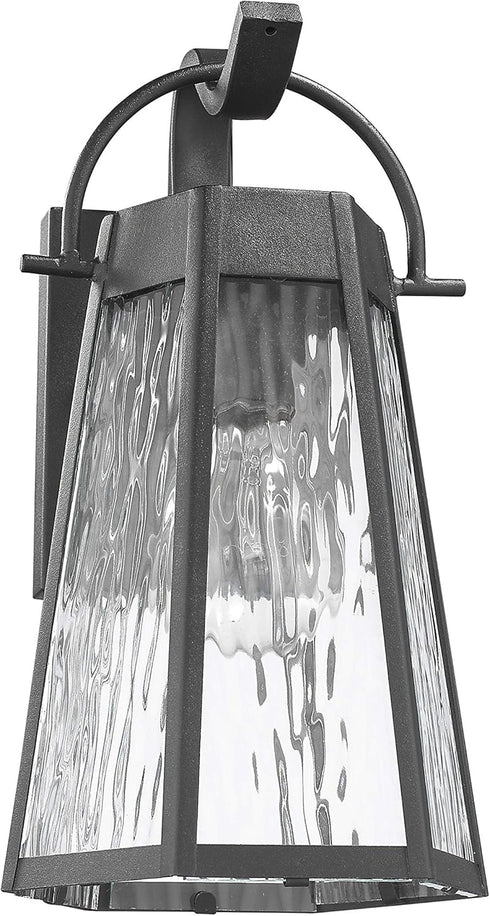 1 12" Industrial Light Textured Black Outdoor Wall Sconce Tall