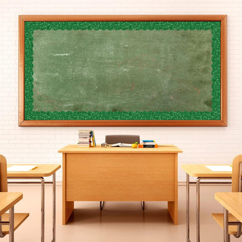 Whaline 131.2ft St. Patrick's Day Bulletin Board Borders, 4 Rolls Glitter Green Die-Cut Trim for Classroom Decor