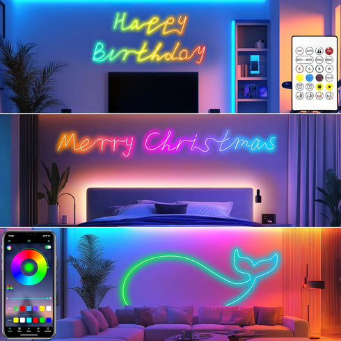 Cozylady 24V (7.5M/25Ft) RGB Neon LED Rope Lights, Waterproof Bluetooth APP Remote Control Music Sync Strip Lights