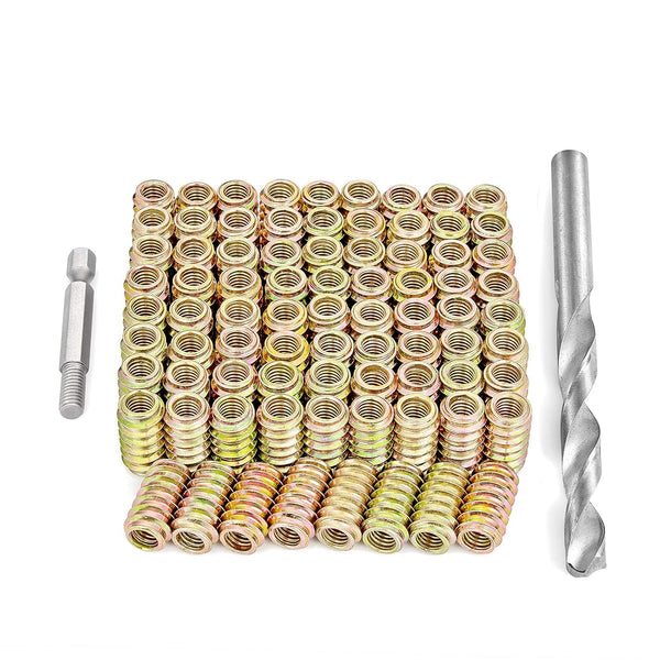 80 Pcs Wood Inserts 1/4 "- 20, Metal Headless Hex Socket Drive Nut Inserts Screws Assortment for Wood Working