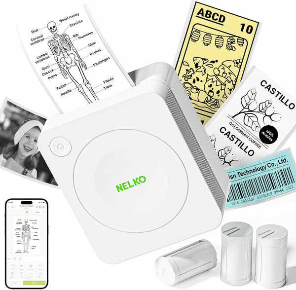 Nelko Sticker Printer, PM230 Print Pod Mini Bluetooth Portabel Sticker Maker with 3