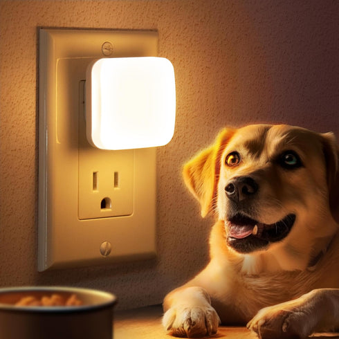 4 Pack 0.3W 3000K LED Night Lights Plug into Wall, Nightlights With Light Sensor Dusk to Dawn, Square Plug in Night