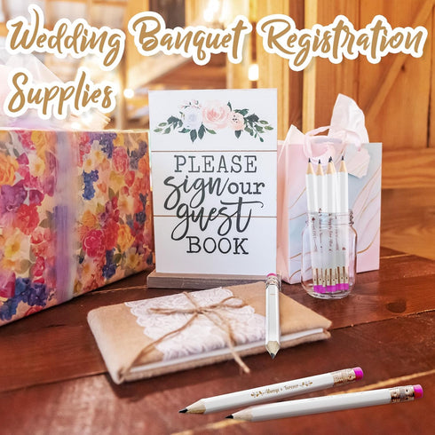 Crtiin 50 Pcs Wedding Pencils for Bridal Shower Games, Mini Golf Pencils with Eraser, 4 Inch