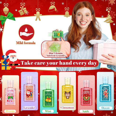 24 Packs 1fl oz Frienda Mini Hand Sanitizer Bulk Christmas Hand Sanitizer Travel Size Baby Shower Xmas Party Favors