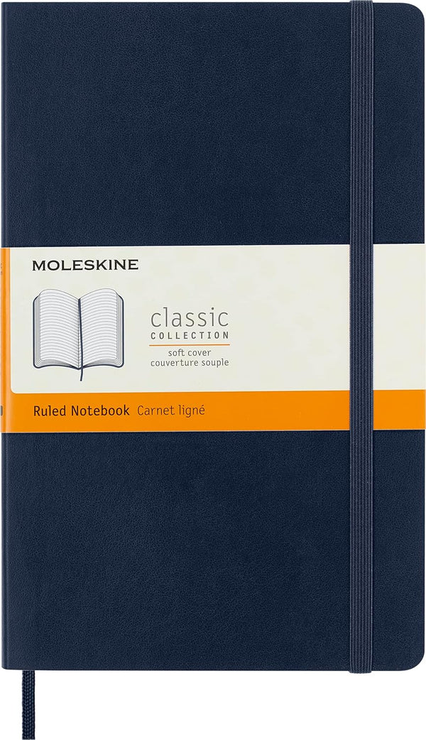 Moleskine Classic Notebook, Soft Cover, Large (5" x 8.25"), Ruled/Lined, Sapphire Blue, 192 Pages