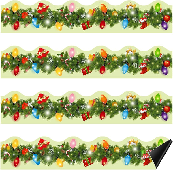 Christmas Magnetic Bulletin Board Border 24 Pcs 23.6 Ft Xmas Lights Magnet Decoration Strips for Classroom Office