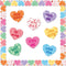 Haooryx 76Pcs Sweet Conversation Heart Cutouts Bulletin Board Set Valentine's Day Candy Heart Paper Cut-Outs