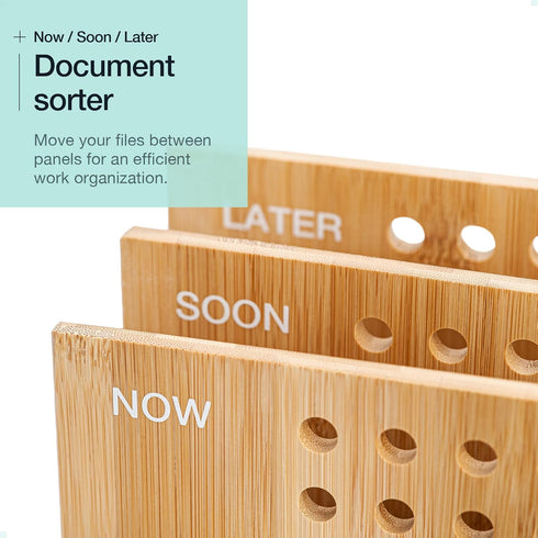 Bamboo Wood Desk Organizer: 3-Tier Non-Slip File Holder, Mail Organizer, Effortless Assembly, Perfect for Desk System