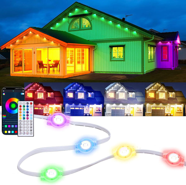 100ft Dynamic Smart RGB LED Permanent String Lights App Remote Color Sync