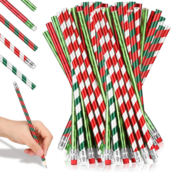 Christmas Pencils Bulk for Kids - Holiday Pencil Assortment with Erasers, 100 Pieces for School Supplies