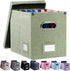 PRANDOM File Organizer Box, Set of 1 Collapsible Decorative Linen Filing Storage, Hanging File Folders with Lids