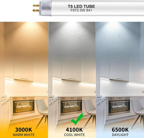 Wesome Lighting 8 Pack 12 Inch F8T5/CW Bulbs, 4100K T5 5 Bulb Counter LED Replacement Cool White, LED Watts Replace