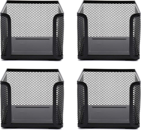 Suwimut 4 Pack Mesh Memo Holder, Black Metal Sticky Note Holder for Pen, Pencil, Paperclip, Office Home School Organizer
