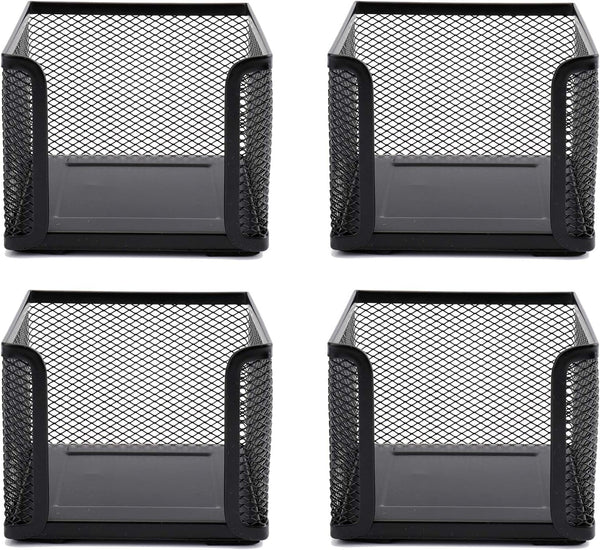 Suwimut 4 Pack Mesh Memo Holder, Black Metal Sticky Note Holder for Pen, Pencil, Paperclip, Office Home School Organizer