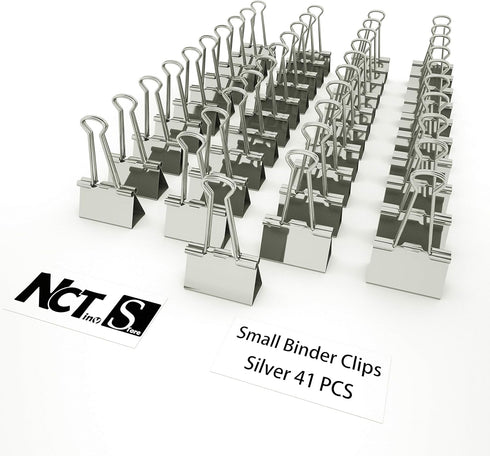 Nctinystore Silver Binder Clips, Small Metal Clamp 3/4-in (19-mm), 41-Count
