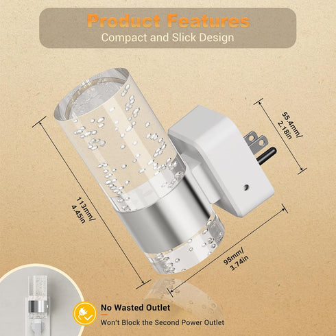 Wall,2 Pack 3000K JandCase Night Light, Night Lights Plug into Warm White LED Nightlight with Adjustable Brightness
