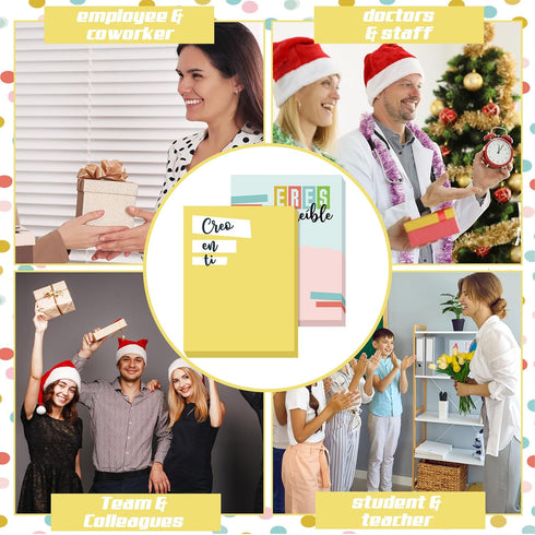 Teling 24 Pcs Rainbow Inspirational Sticky Notes 3 x 4 Inch Spanish Motivational Memo Pads for Nurse Teacher Gifts