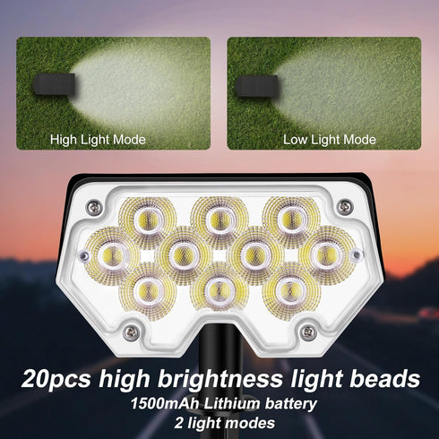 Waterproof20 2 (2 Pack,White All-New Solar Spot Lights Outdoor LEDs Solar Flag Light with Modes,Landscape Spotlights