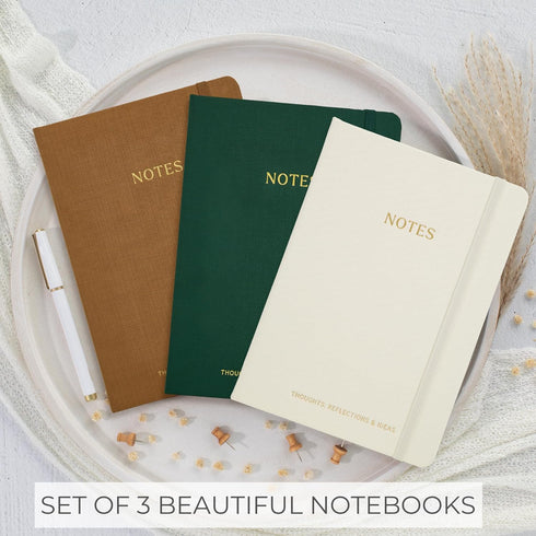 Beautiful College Ruled Hardcover Journals - Cute Set of 3 College Ruled Subject Notebook 8x5.7" For Men Women Boys Girls - Perfect Lined Writing Journal Notebooks for Work, Learning, Journaling by ZICOTO