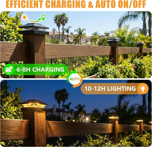 4-Pack, 4x4 16 2 Brightown Solar Post Cap Lights Outdoor Waterproof Fence Post Solar Lights for Wood/Vinyl Posts, LED
