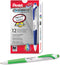 Pentel GlideWrite Ballpoint Pen with TechniFlo Ink, (1.0mm) Medium Line, Lime Green Ink, Box of 12 (BX910-K)