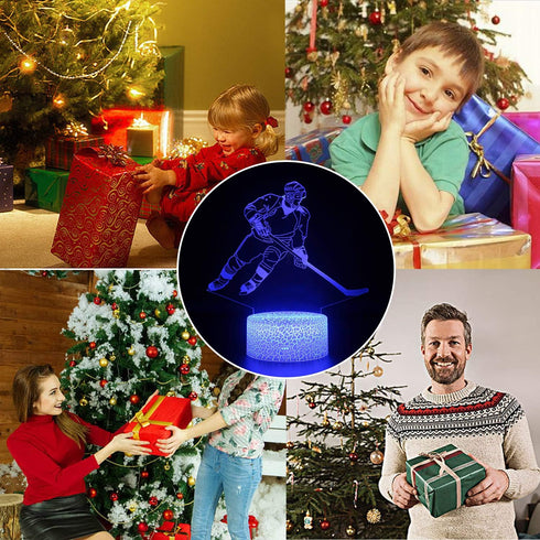 3D 16 Teenager Chrismas Gifts Xmas Gift Illusion Hockey Night Light Lamp Color Changing Smart Touch&Remote Control