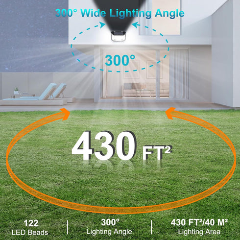 Kasonic 122 LEDs Solar Lights Outdoor, Ultra-Bright Motion Dual-Sensor Wall Lights with 300 Wide Angle, Cool White-2