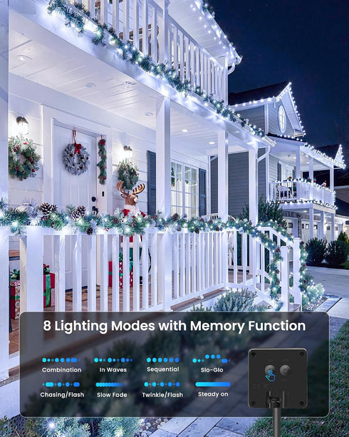 2 Pack 66Ft 200 8 Minetom Solar String Lights, Total LED Solar Fairy Lights Outdoor Waterproof, Modes Firefly Starry