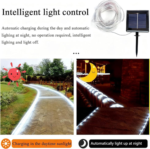 66 200 8 Solar Rope Lights Outdoor Waterproof, Feet LED Modes Fairy Lights String Light, Cool White Tube Light