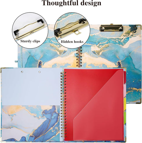 Clipboard with Storage and Refillable Notepad for Letter Size 8.5"x 11", Cute Clip Board with 5 Extra Folders and Tabs