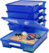 Storex Classroom Craft Project Box – Stacking Plastic Organizer, Fits 12x12 Scrapbooking Paper, Blue, 5-Pack