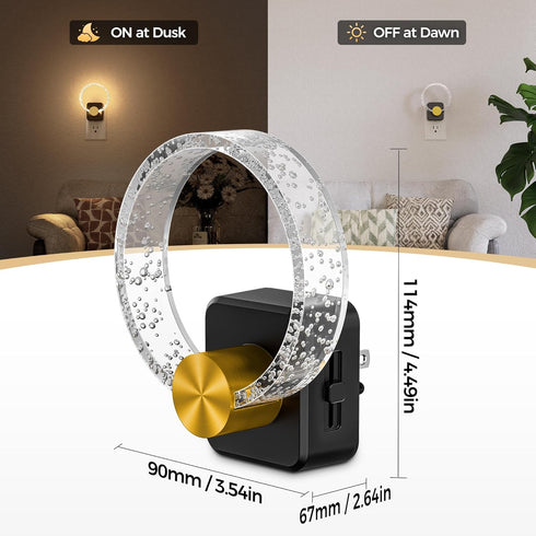 Dimmable DORESshop LED Night Light, Decorative Night Light Plug Into Wall with Dusk-to-Dawn Sensor, Nightlights