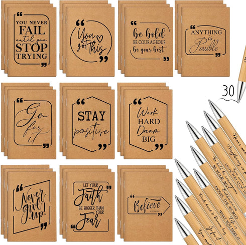 Fulmoon Inspirational Notepads and Pens - Mini Notebooks and Motivational Pens Bulk Gifts for Students