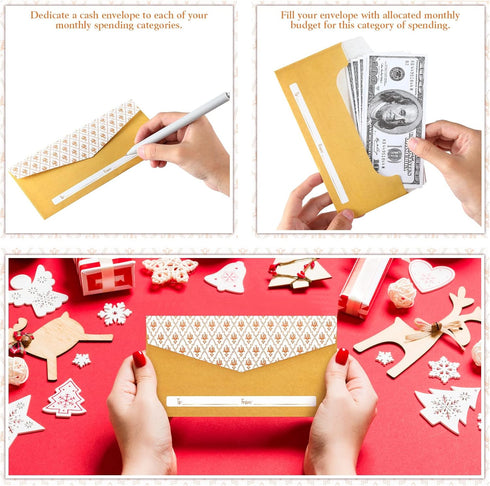 Teling 100 Pack Gold Money Envelopes for Cash Gifts, Decorative Holders for Currency Birthday Graduation Wedding