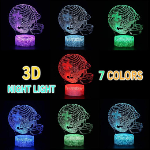 Helmet Shape Optical Illusion Smart 7 Colors Night Light Table Lamp Gifts for Saint, Men, Women, Kids, Boys, Teens by YYDSYCY