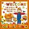 Pasimy 102 Pcs Fall Pumpkin Bulletin Board Classroom Decorations, Autumn Thanksgiving 3D Scarecrow and Honeycomb
