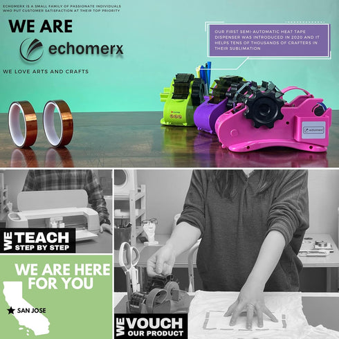 echomerx Premium Large Heat Tape Dispenser, Heavy Duty, One-Handed Sublimation with Anti-Skid Base