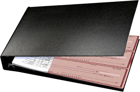 Office Werks Premium 7 Ring Check Binder for Business Checks, 600 Checks Capacity, Black Textured Vinyl Cover