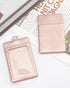 Teskyer Leather ID Badge Holder for Work School IDs, Cruise Ship Cards, Hotel Key Cards - Rose Gold Lanyards