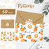 50 4 6 Inch FYSUIMU Pcs Little Cuties Thank You Cards Greeting Cards with Envelopes Stickers Orange Watercolor Blank
