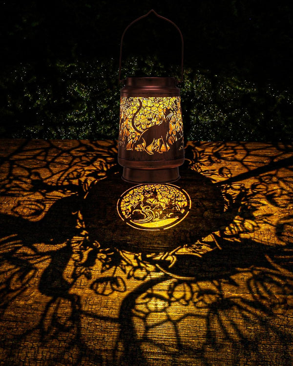 Cat Gifts for Women - Waterproof Outdoor Solar Lanterns Decorative Metal Lights