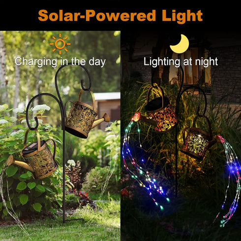 8 IP65 Merear Solar Watering Can Lights Outdoor with Multi-Color Changing Modes, Waterproof Landscape Light Garden