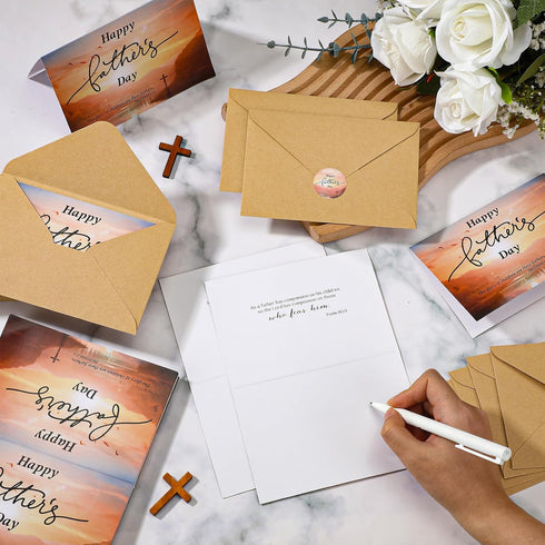 50 Sets Spakon Father's Day Cards with Envelopes Christian Religious Cards Religious Notes Thank You Notes