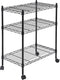 3-Shelf Shelving Storage Unit Adjustable Heavy Duty Metal Shelf with Wheels Casters