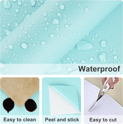 15.75"x78" Countertops Neon Teal Blue Peel and Stick Wallpaper Solid Color Cute Wallpaper Self Adhesive Contact Paper